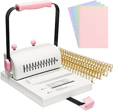 Spiral Binding Machine Wire Book Binder Tool Hole Pitch 21 Compatible with Wire,Spiral Coils, Make Professional Books, Notebooks, Calendars and More