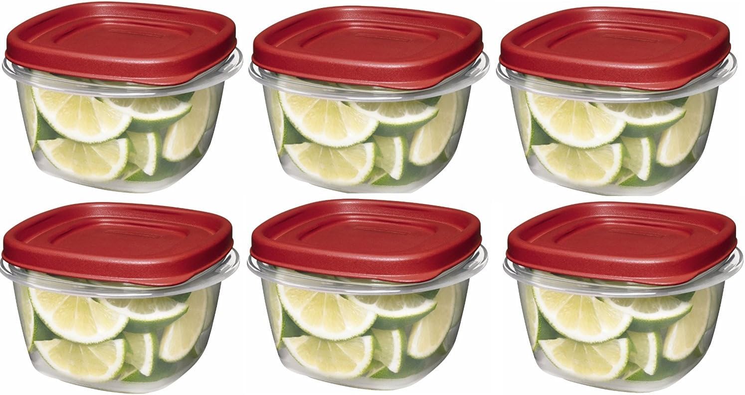 Rubbermaid 085275708479 7J60 Easy Find Lid Square 2-Cup Food Storage (Pack of 6 Containers)