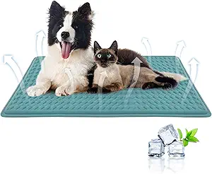 GOLOPET Newly Upgraded Dog Cooling Mat 34x23 in, Breathable Ice Fabric, Solid Silicone Honeycomb Heat Dissipation Structure, Washable & Non-Toxic