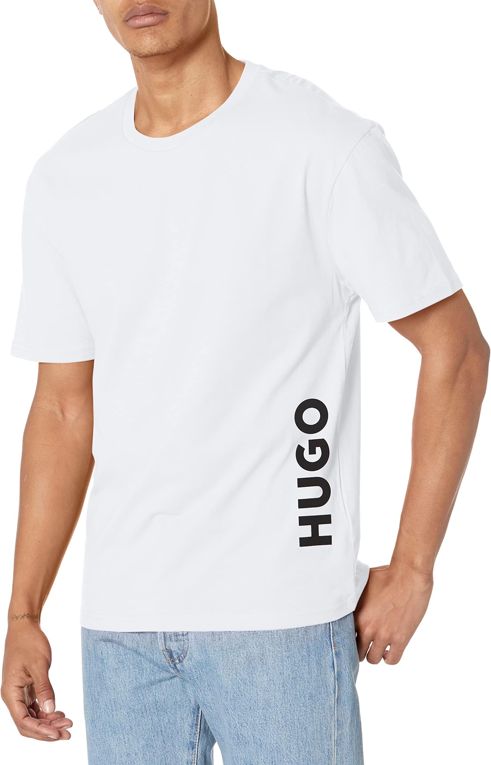 HUGO Mens Vertical Logo Short Sleeve Swim Shirt