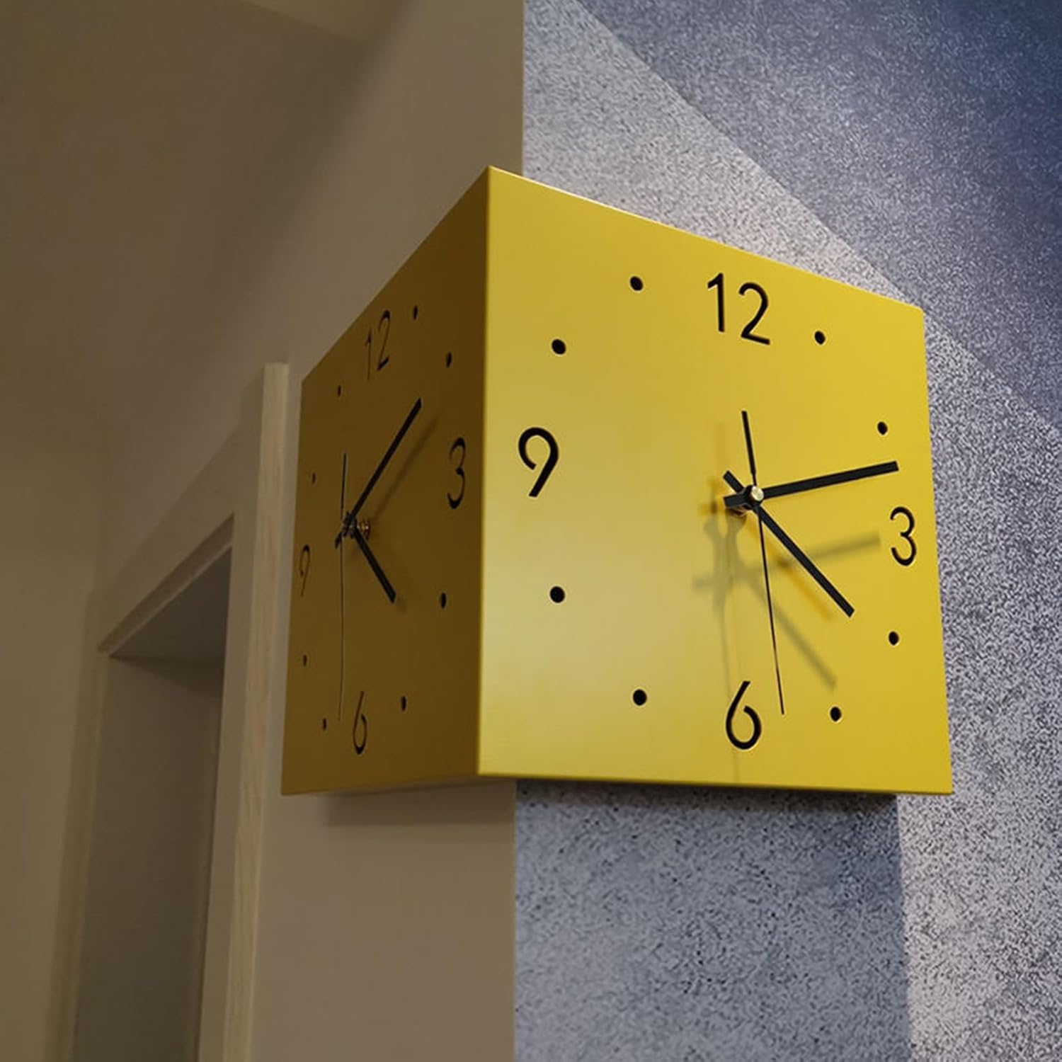 Nowoczesny zegar narożny, dwustronny zegar ścienny do salonu, stylowy dwustronny design, łatwa instalacja, bez dziurkowania, funkcjonalny słoneczny wystrój domu