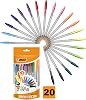 BIC Cristal Multi Colour Ballpoint Pens, Assorted Colors Every-day Biro Pens with Wide Point (1.6 mm), Pack of 20