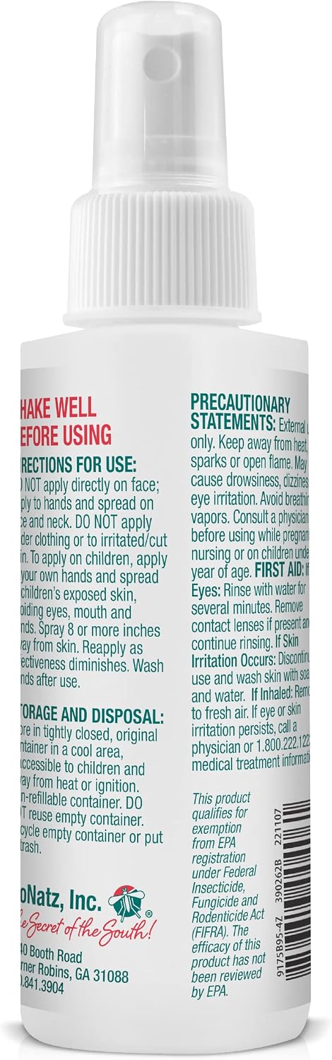 No Natz and No Mosquitoz Botanical Bug Repellent, Effective for Gnat, Mosquito, and Biting Flies, Hand-Crafted and DEET-Free, Non-Greasy Formula, 4 Ounce Spray Bottle, 2-Pack