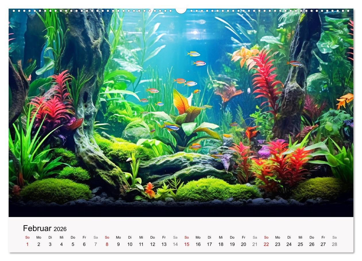 Pflanzen im Süßwasseraquarium. Gartenkunst im Fischbecken (Wandkalender 2026 DIN A2 quer), CALVENDO Monatskalender: Faszinierende Unterwassergärten ... Aquariumbepflanzung (CALVENDO Hobbys)