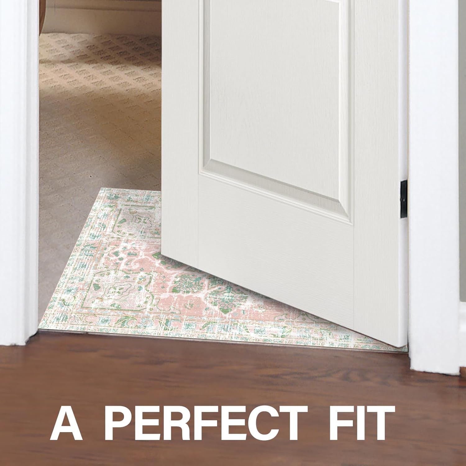 Vhong Boho Area Rugs Vintage Washable Neutral Modern Dusty Pink and Green 2x3 Non Slip Small Carpet for Hallway Bathroom Entryway Girls' Room