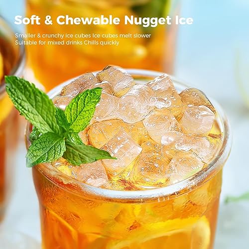 Miniatura 4 de Nugget - Máquina de hielo para encimera con hielo masticable, 35 librasdía, encimera portátil para hacer hielo con asa, operación con un solo clic,