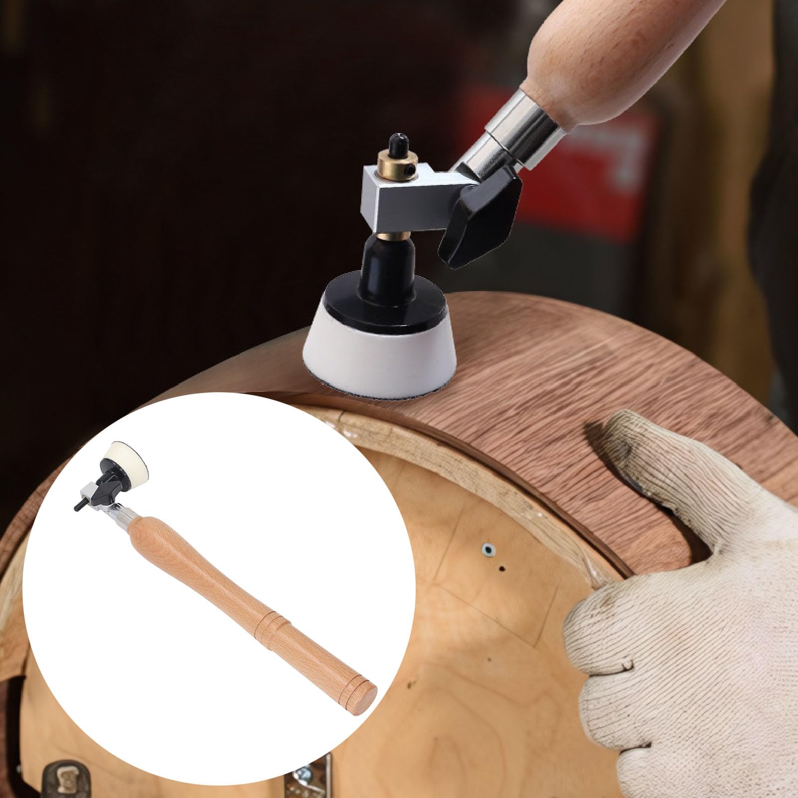 Bowl Sander Tool Kit, 1 & 2 Backing Pads, Handheld Bowl Sander with 50Pcs Sanding Discs, Double Bearing Head and Long Handle - Image 2