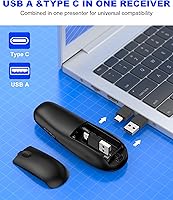 Vista 3 de DinoFire Puntero inalámbrico para presentaciones USB tipo C, Clicker de presentación BT y RF 2.4GHz de doble modo, control remoto