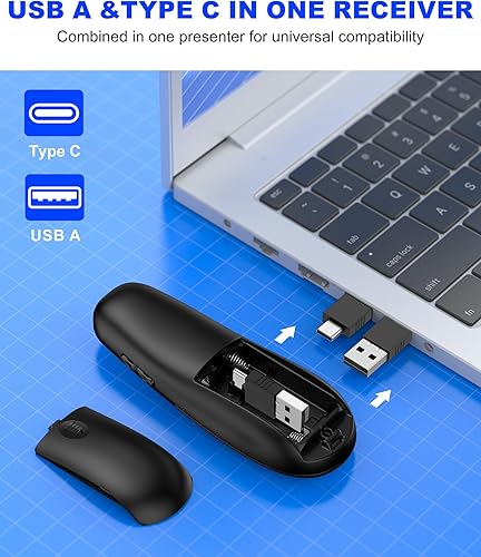 Vista 27 de Presentación Remote Clicker, Presentador Inalámbrico para Presentación de PowerPoint Remote, RF 2.4GHz USB para Mac, Keynote, Ordenador, Portátil