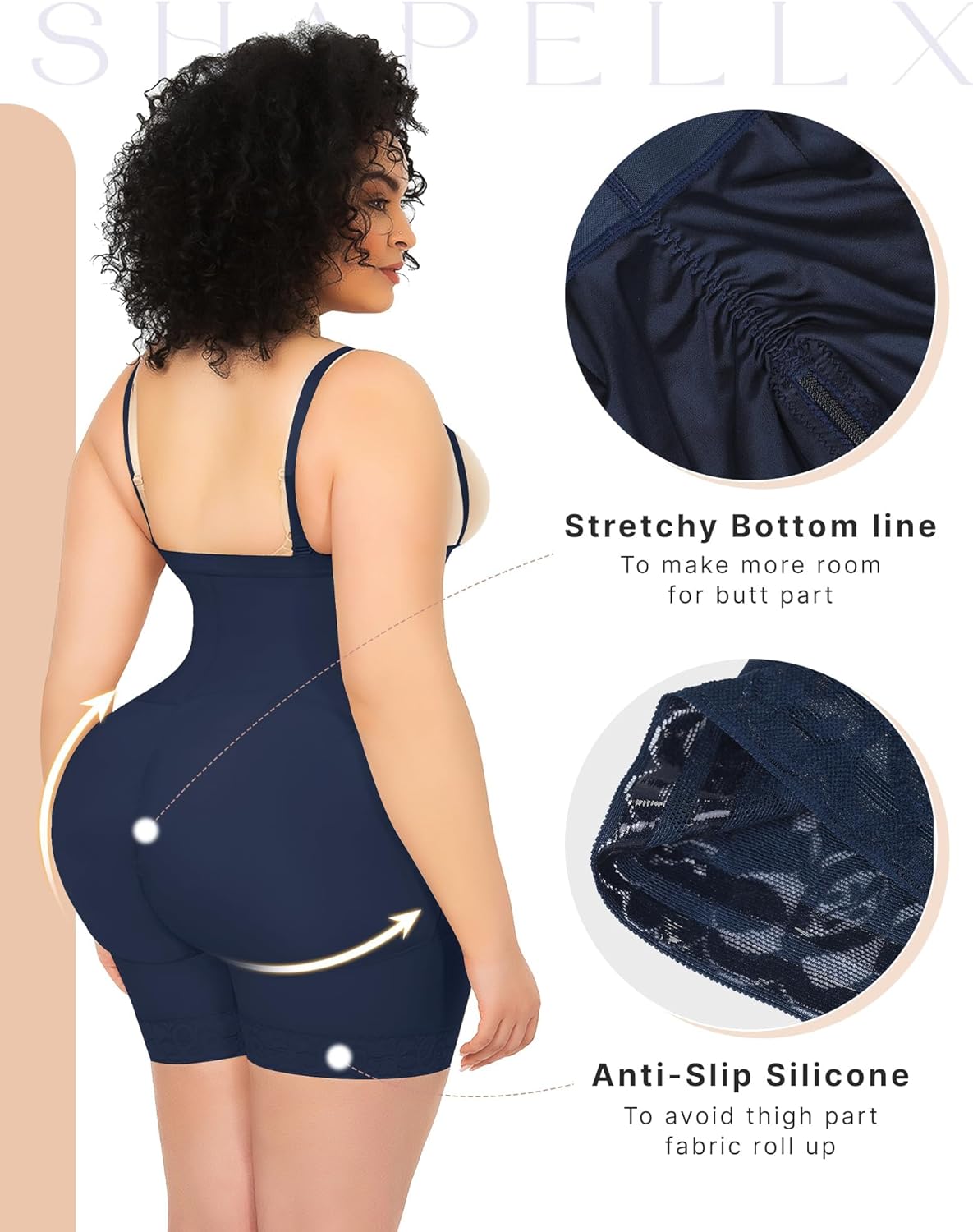 SHAPELLX Fajas Colombianas Shapewear for Women Tummy Control Plus Size Postpartum Body Shaper Butt Lifting Bodysuit - Image 4