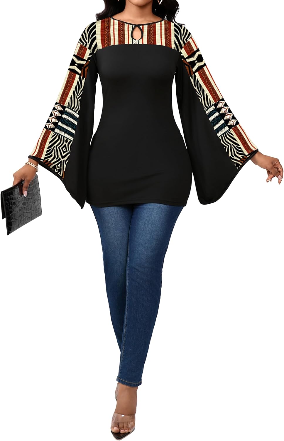 Sexy Floral Blouse for Women Casual Long Sleeve Button Down T-Shirt Simple V Neck Loose Tops Shirts Dress - Image 6