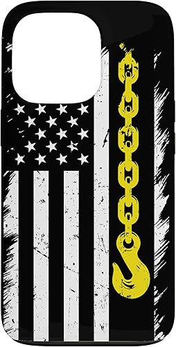 Funda con línea amarilla para iPhone 13 Pro con bandera americana