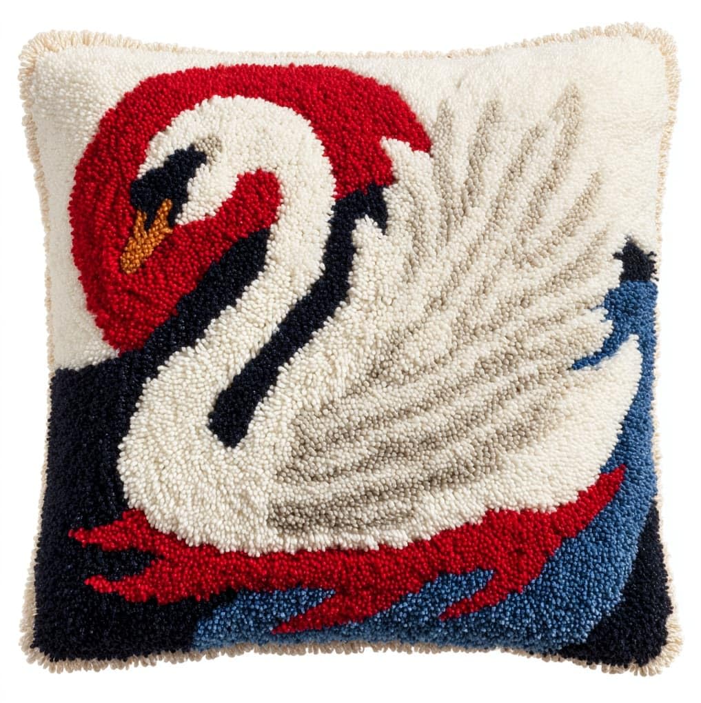 AxiangziK Latch Hook Kits 17x17in,Animals Swans Latch Hook Craft Decorative Tapestry DIY Needlework Rug Kits for Beginners Children Adults and Seniors