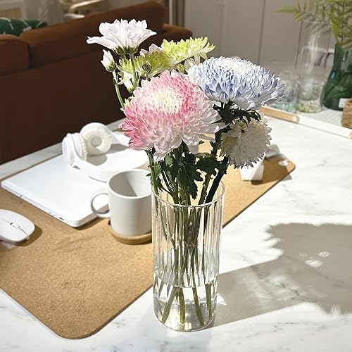 Miniatura 6 de Jarrón de flores, jarrones de vidrio de 8 pulgadas de alto, florero acanalado transparente para ramos de flores, centros de mesa, decoración del