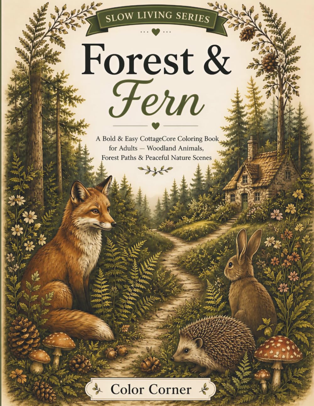 Forest & Fern: A Bold & Easy CottageCore Coloring Book for Adults - Woodland Walks, Mushrooms & Nature's Quiet Magic (Slow Living Series)