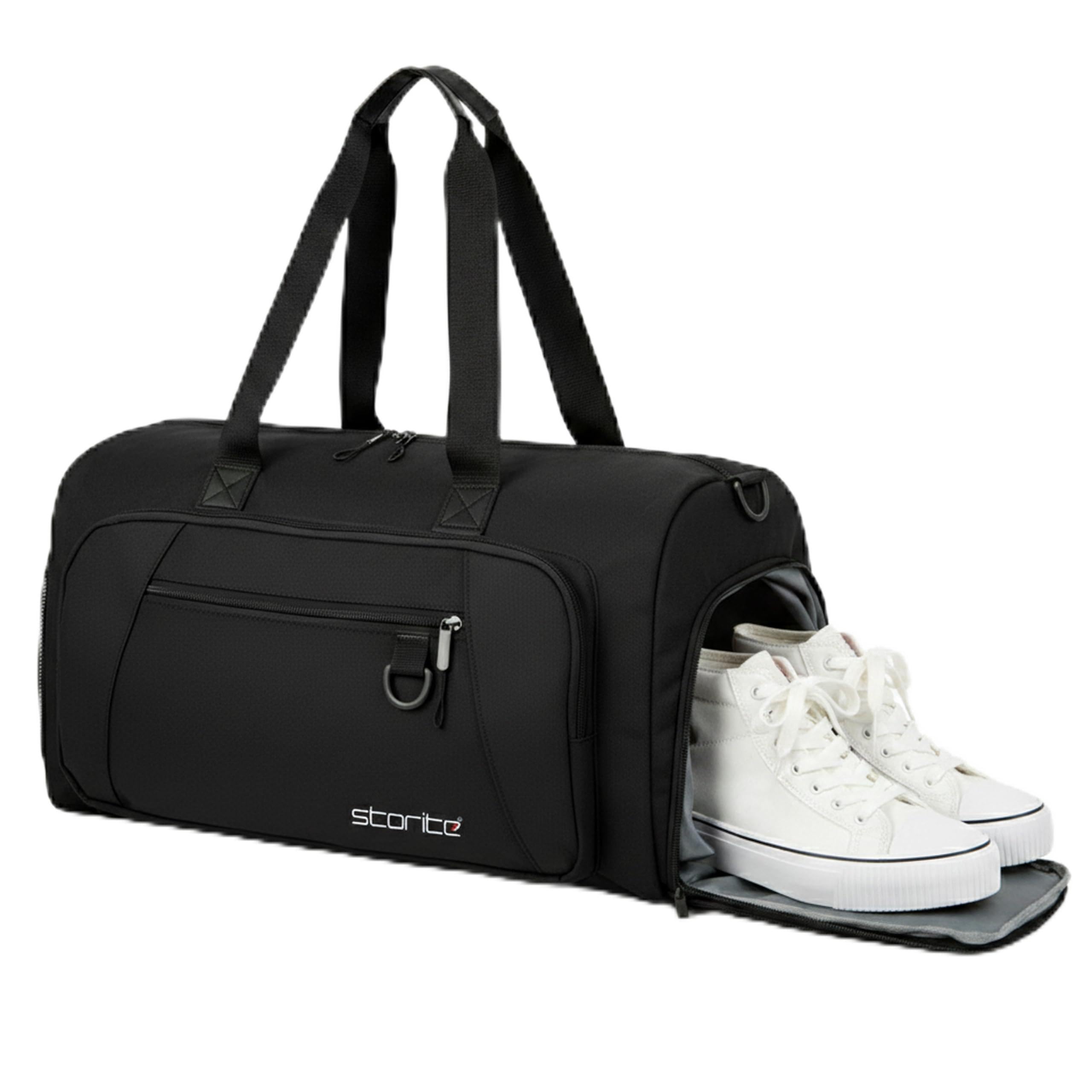 storite Nylon 50 cm Imported Multi-Purpose Travel Duffel Bag for Women with Dry & Wet Pocket, Lightweight Waterproof Luggage Bag with Shoe Compartment - Black-picture-51