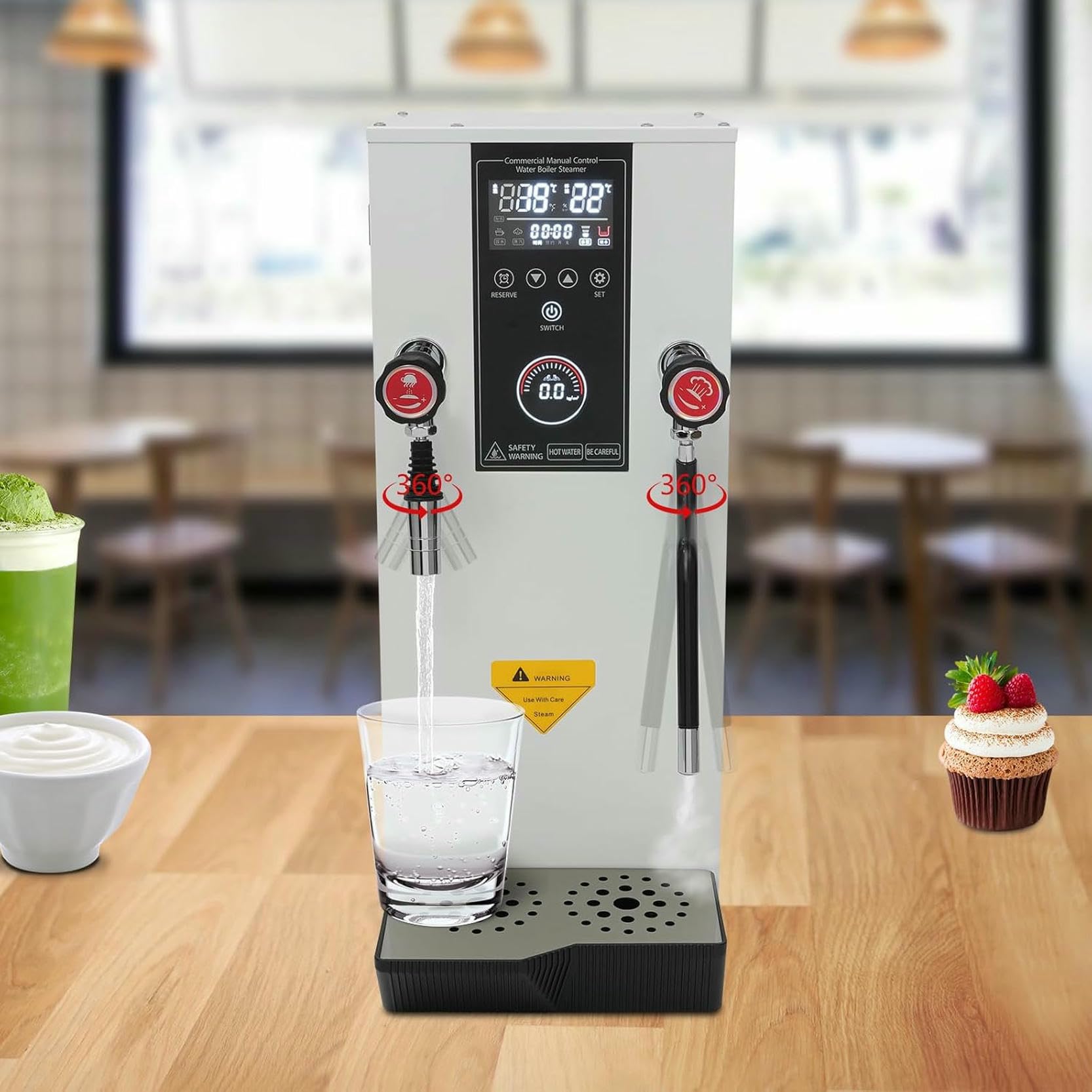 Mousseur à Lait électrique Professionnel - Machine à mousser Le Lait et Le café à température réglable, capacité de 12 L，Black