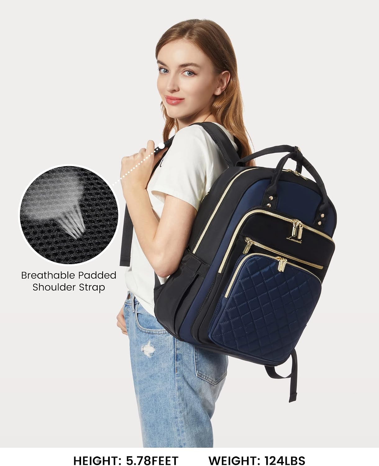 LOVEVOOK Laptop Backpack for Women, Fashion Travel Work Commuter Backpack Purse with USB Port, Lightweight Casual Daypacks, Nurse Teacher College Computer Bag, Fit 15.6" Laptop