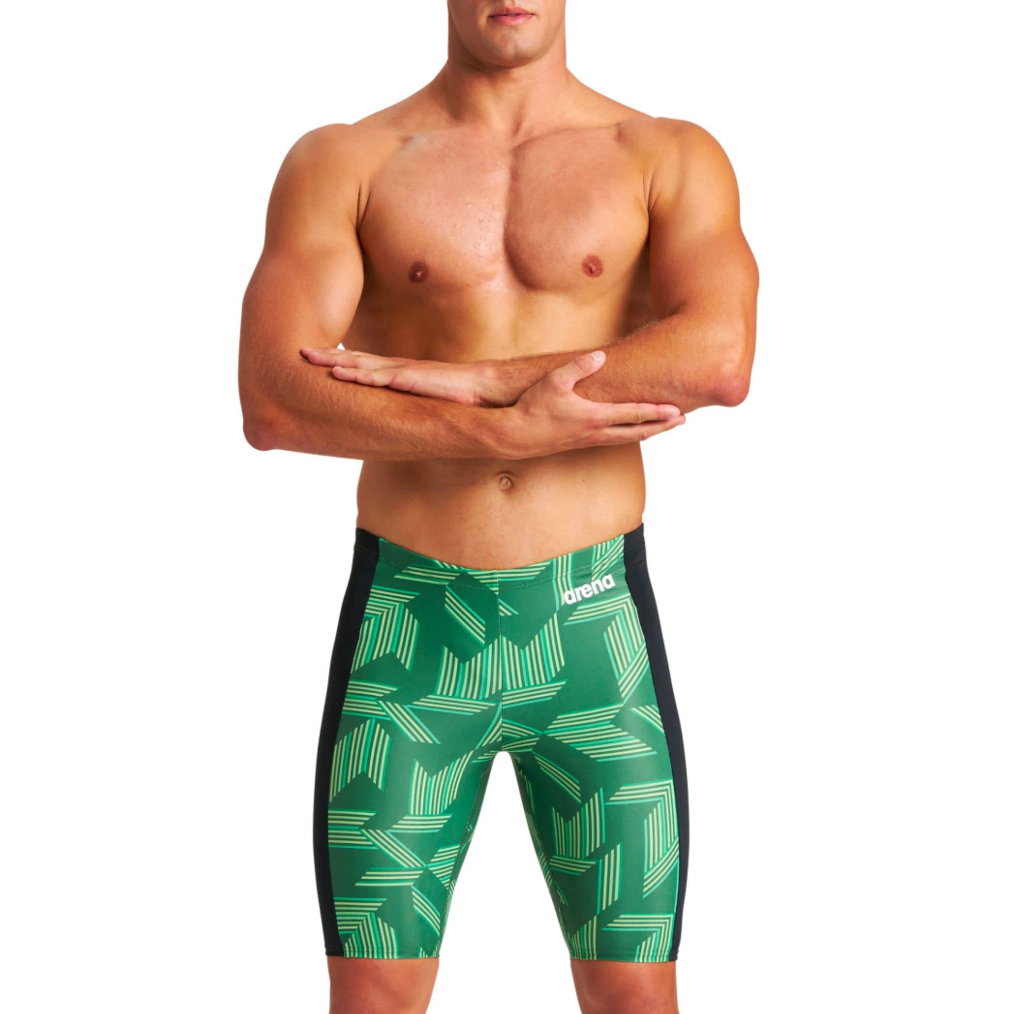 ARENA Puzzled Athletic Swim Jammers for Men Competitive Racing, Training, Quick Dry, Compression, Chlorine Resistant Swimsuit