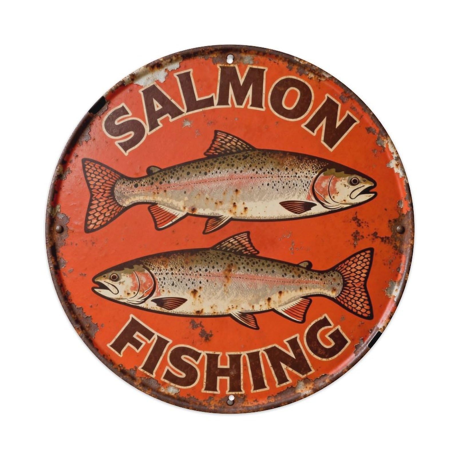 Salmon Fishing Metal Tin Sign Plaque