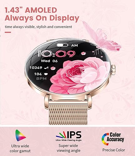 Miniatura 3 de LIGE Relojes inteligentes para mujer (respuestahacer llamadas), ultrafino de 0.268 in1.43 pulgadas AMOLED reloj inteligente para mujer con más de