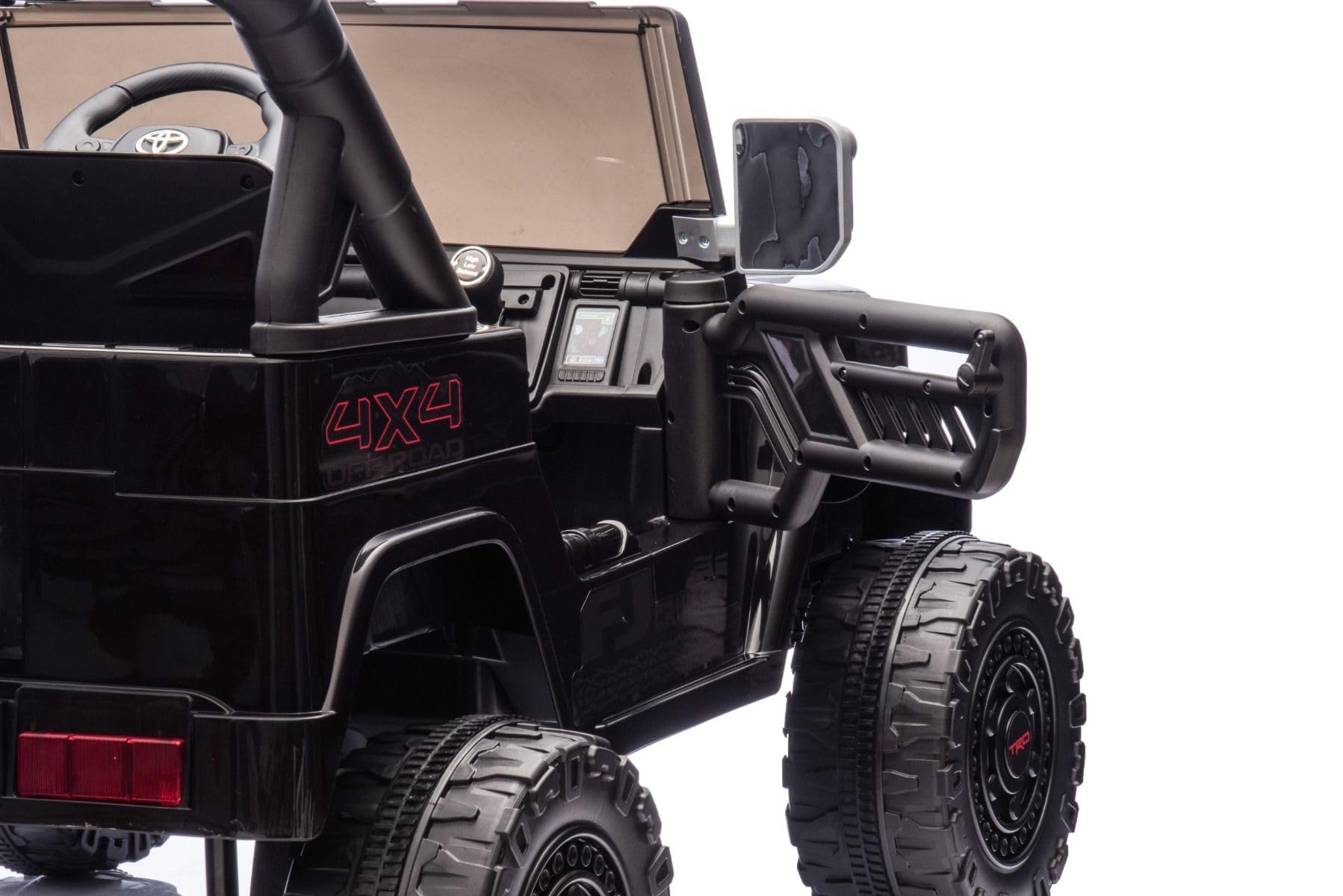 RIRICAR 4x4 Voiture électrique Enfants 2 Places Toyota FJ Cruiser XXL, sous Licence, Noir, Batterie Lithium Portable, châssis surélevé, Deux sièges, Suspension arrière, télécommande 2,4 GHz