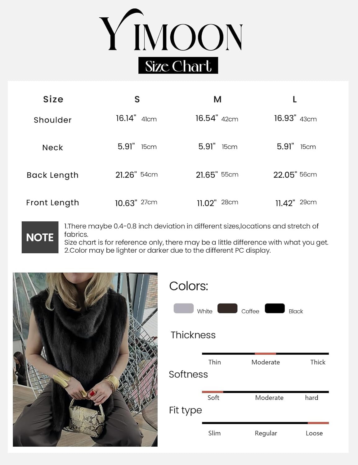 Yimoon Faux Fur Vest for Women Fuzzy Turtleneck Sleeveless Pullover Shawl Winter Warm Vest Top Outwear - Image 7