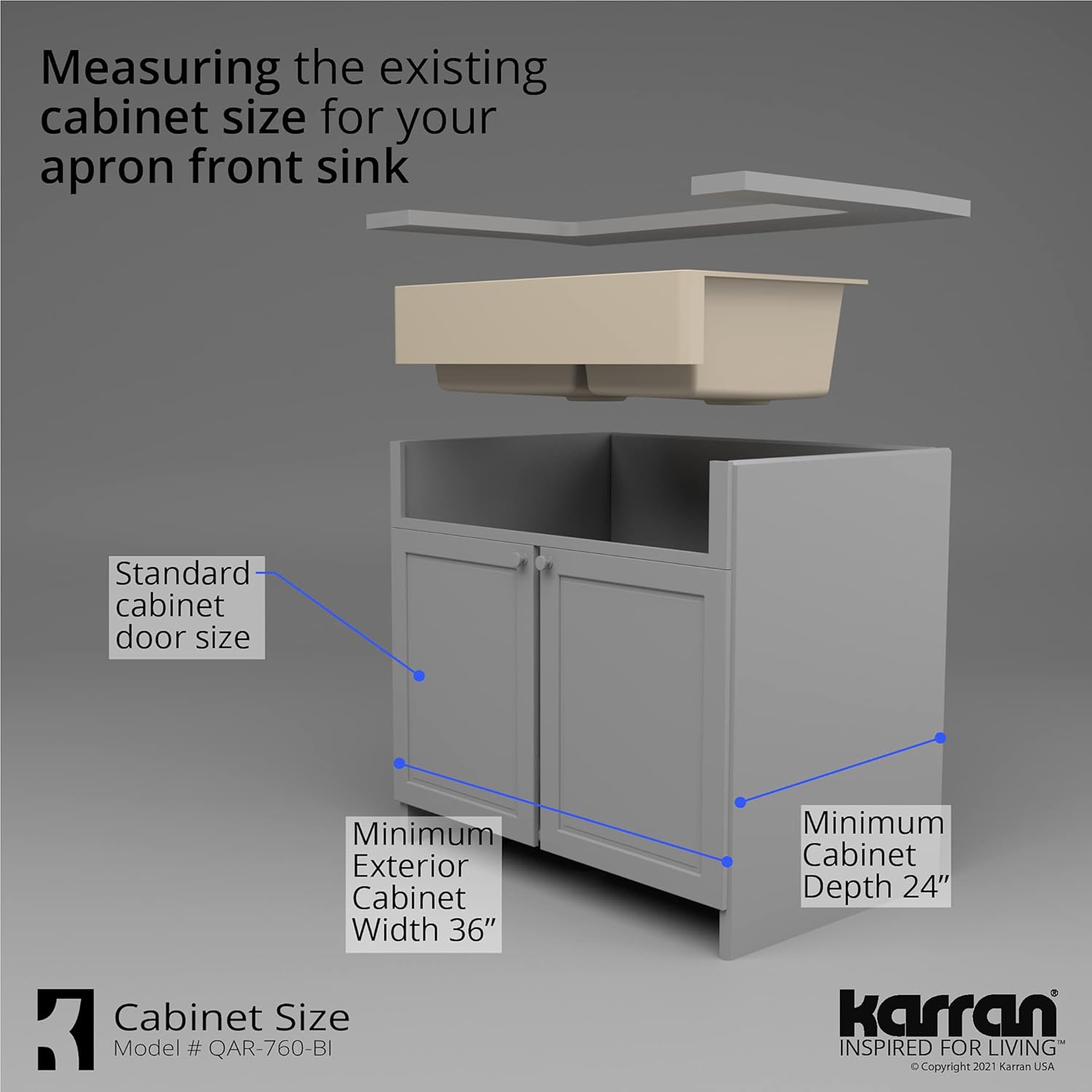 Karran Retrofit Farmhouse/Apron-Front Quartz Composite 34 in. Double Offset Bowl Kitchen Sink in Bisque