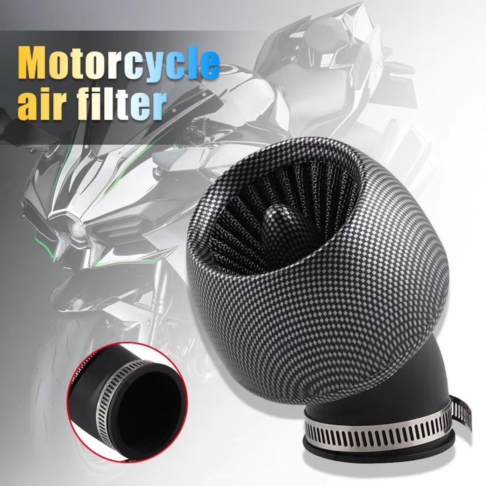 Se Adapta Todos Los Filtros Aire Universales Motocicletas 28/35/42/48 Mm Ciclomotores,Scooters,Motos Vehículos Todo Terreno 50/200 Cc Aire Motocicleta Limpiador(28-48mm Universal)