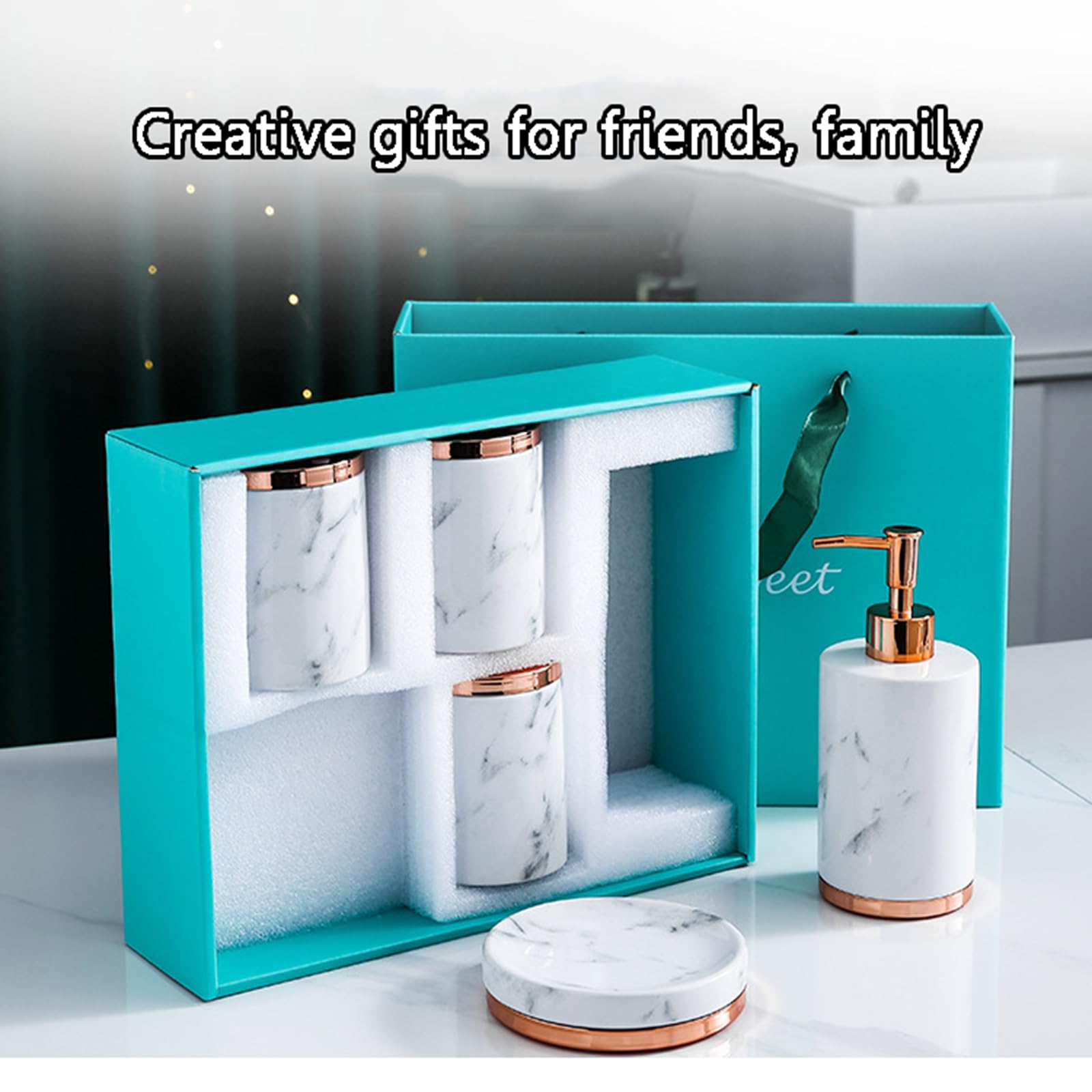 Badezimmer Seifenspender Set, 5 Teiliges Bathroom Accessories, Seifenspender Keramik, Zahnputzbecher, Seifenschale, Für Bad Organizer,Silber