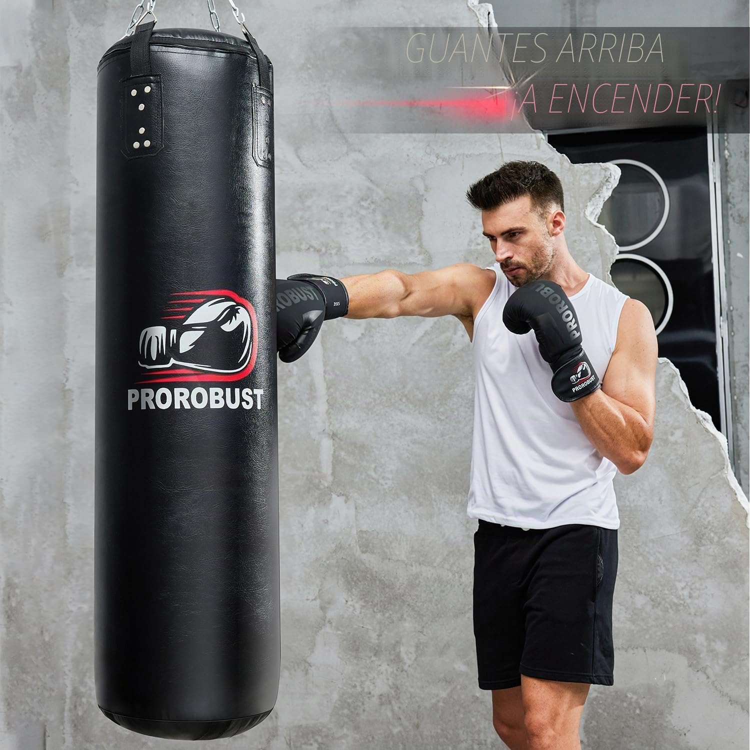 Saco de Boxeo para Adultos, Juego de Saco de Boxeo Pesado de Poliuretano de 4 pies con Guantes de 12 onzas para Artes Marciales Mixtas, Kickboxing, Karate, Gimnasio en casa