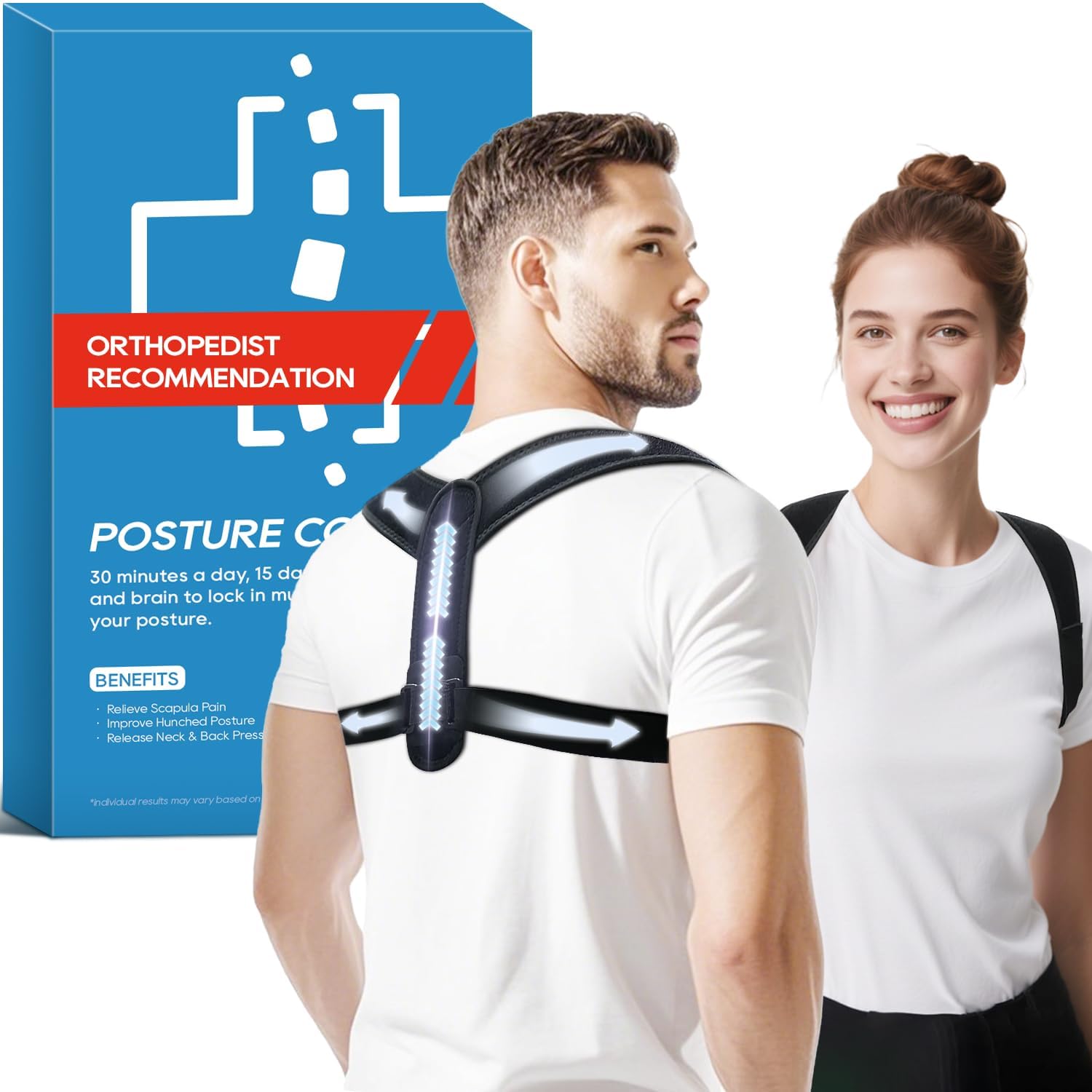 Posture Corrector for Women and Men Adjustable Upper Mid Back Brace for Neck Shoulder Back Support Breathable Back
