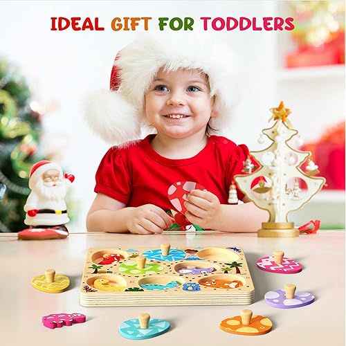 Miniatura 8 de Rompecabezas de madera para niños pequeños, 8 piezas de dinosaurio a juego, juguetes Montessori para niños y niñas, regalos de cumpleaños de Pascua,