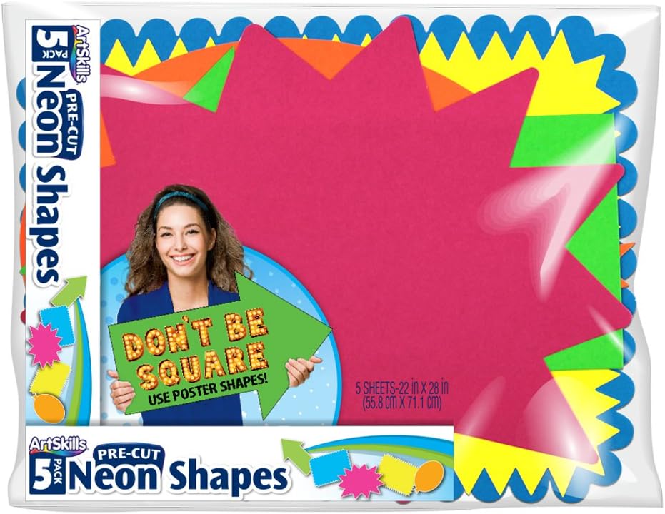 ArtSkills Large Pre Cut Poster Board Shapes, 22" x 28", 5