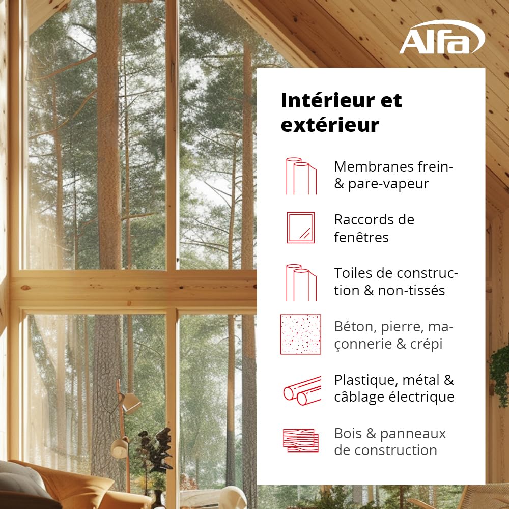 Alfa DS Colle d'étanchéité pour pare-vapeur & films – 315 g – 20 pièces | Mastic d'étanchéité élastique intérieur et extérieur pour un collage étanche à l’air des chevauchements, DIN 4109