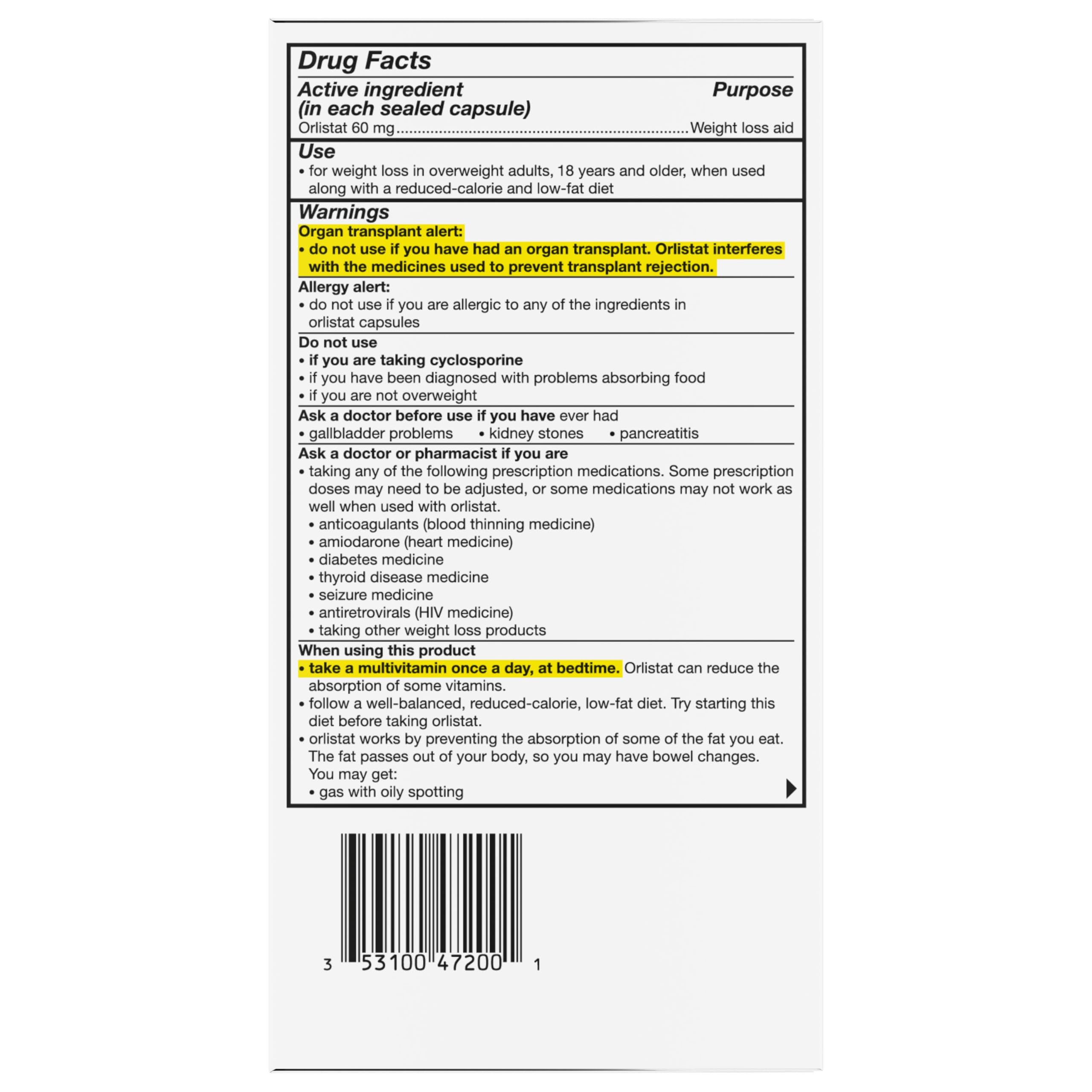 alli Weight Loss Supplement, Orlistat 60 mg Capsules, 170 Count Refill Pack — Amazon image 12