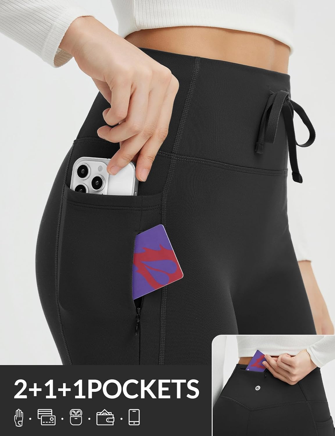 baleaf Women's Fleece Lined Pants Winter Thermal Warm Bootcut Flare Leggings Hiking Yoga Pants with Zip Pockets Cold Weather - Image 5