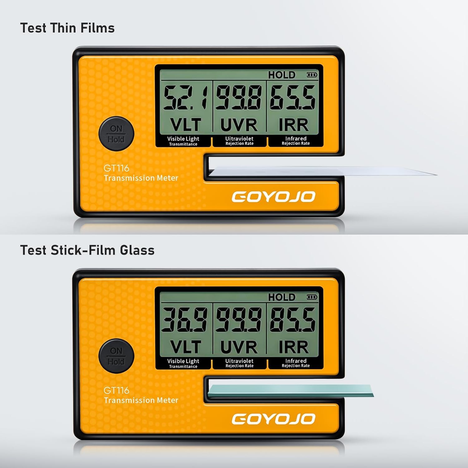 GOYOJO Tint Meter Funktioniert an Seitenscheiben, Digitales Tönungs-Solarfilm-Auto-Transmission-Messgerät mit Automatischer Kalibrierung