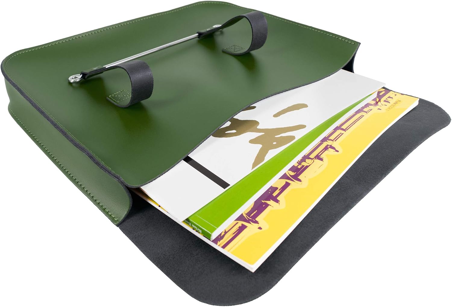 Oxford Traditional Leather MC1-GR Music Case - Dark Green, 36cm x 25cm x 4.5cm - Image 4
