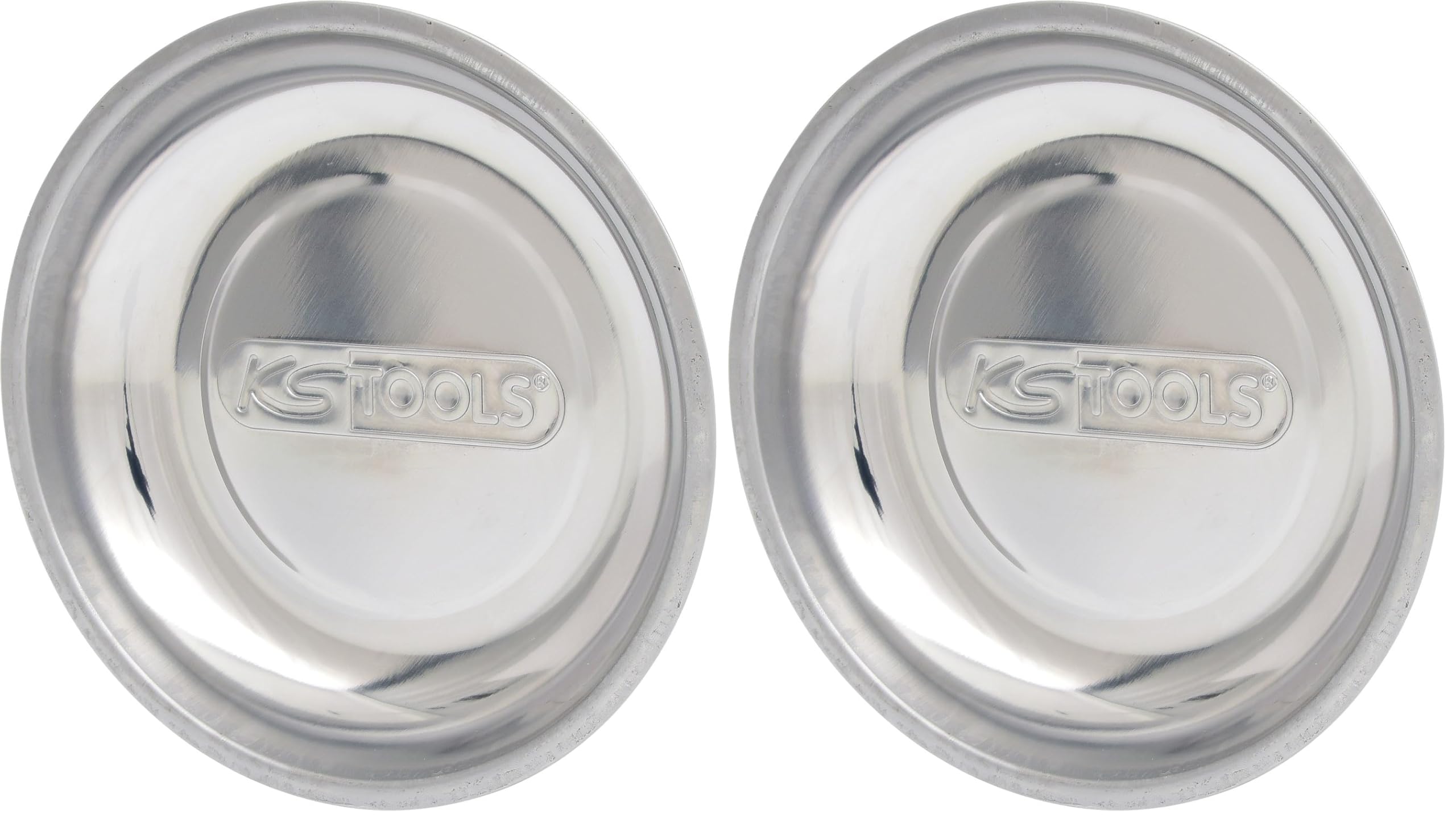 KS Tools 800.0150 - Soucoupe magnétique 150mm - Pour préserver les vis et autres petites pièces métalliques - Aimant gainé en caoutchouc - En Inox - Surface polie (Lot de 2)