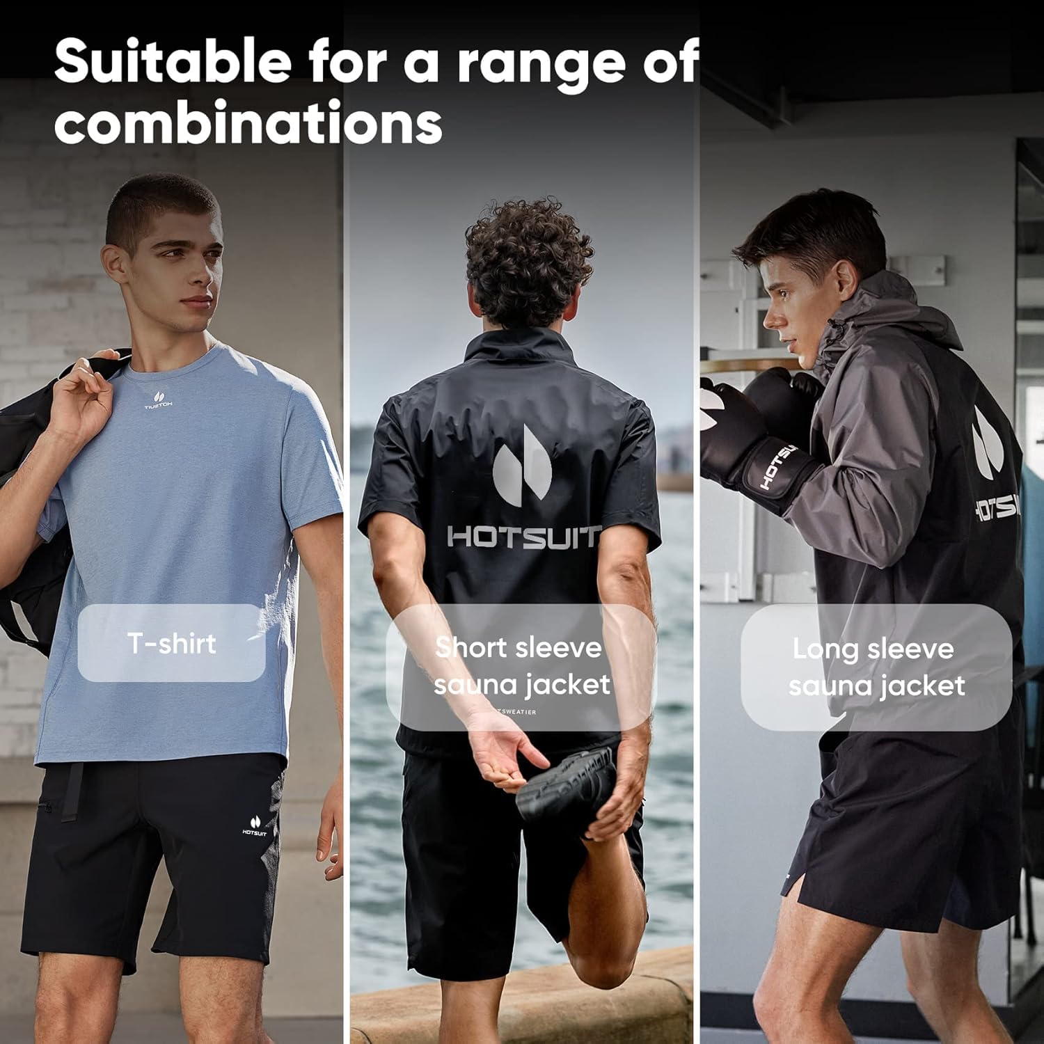 HOTSUIT Pantaloncini da sauna per uomo per lo sport Pantaloni da sauna con tasche per la perdita di peso con il fitness Nero