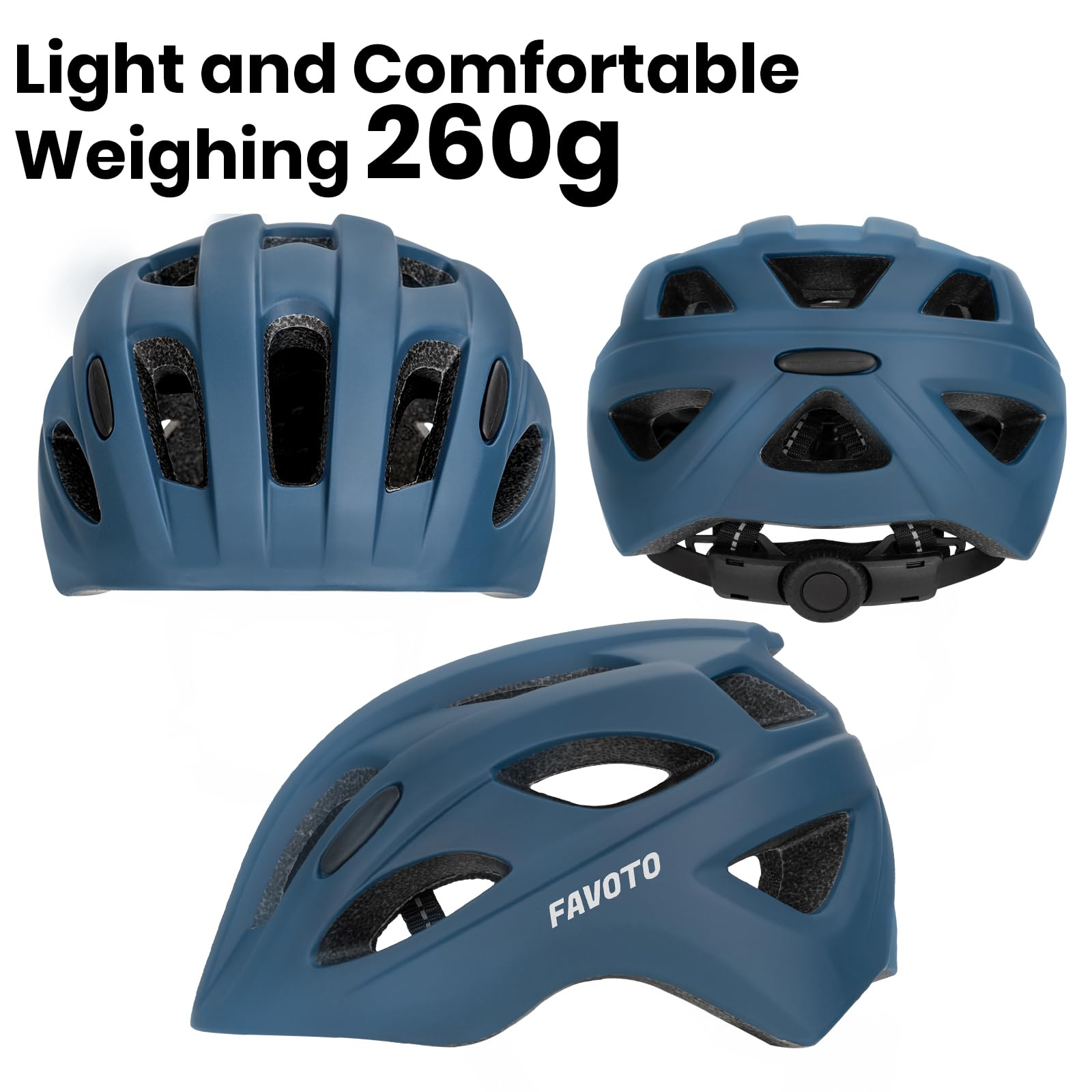 Favoto Casque de vélo pour Enfants - Respirant - Bleu - Réglable - pour garçons et Filles