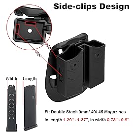 Universal Double Magazine Holster, 9mm 40 Dual Stack Mag Holder, 45 Single Stack Magazines Pouch Adjustable Retention for Glock, S&W, Ruger, Sig Sauer, Taurus, Beretta, Springfield, H&K, and More