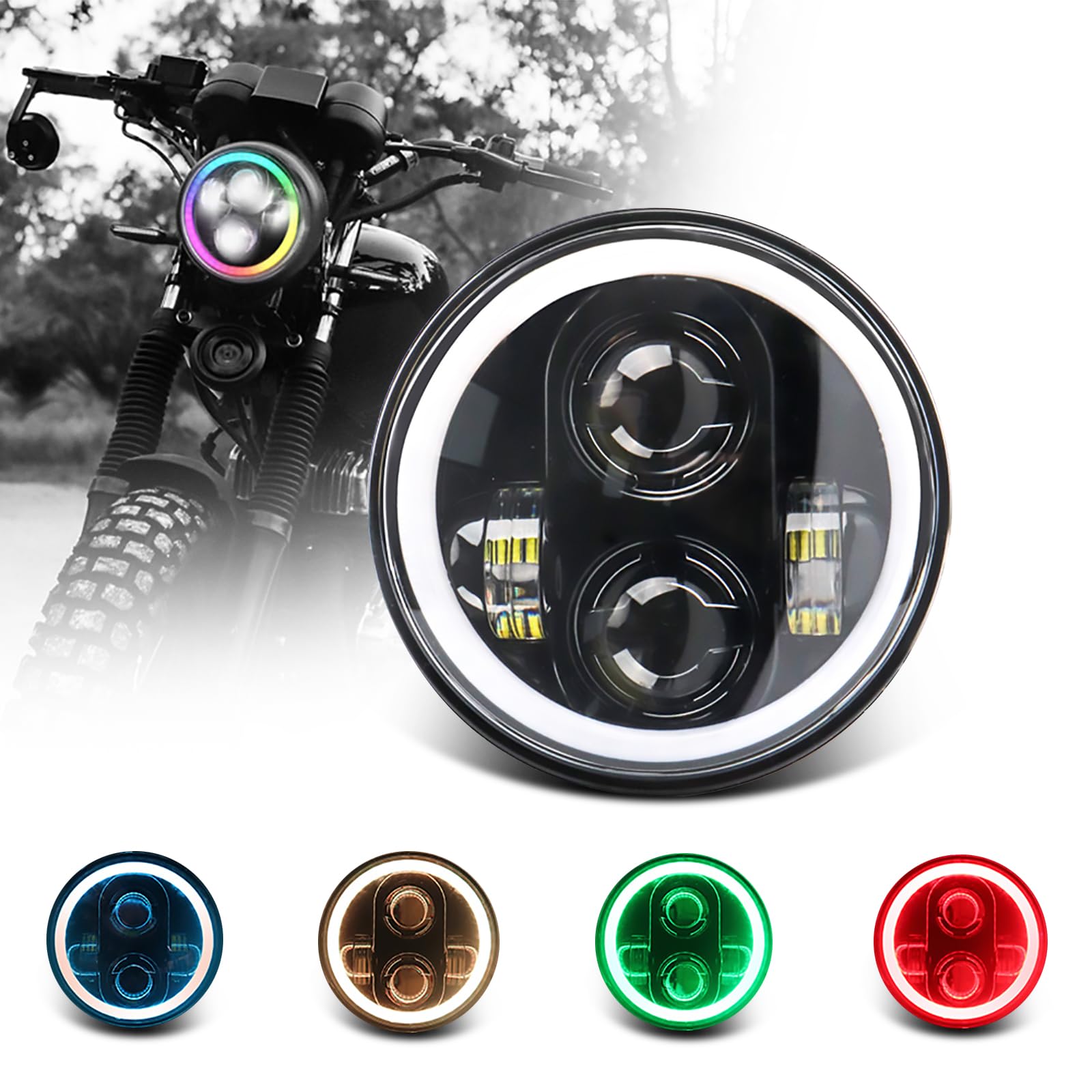 Amazon.co.jp: largoods RGB 5.75インチ led ヘッドライト 40Wの高輝度 