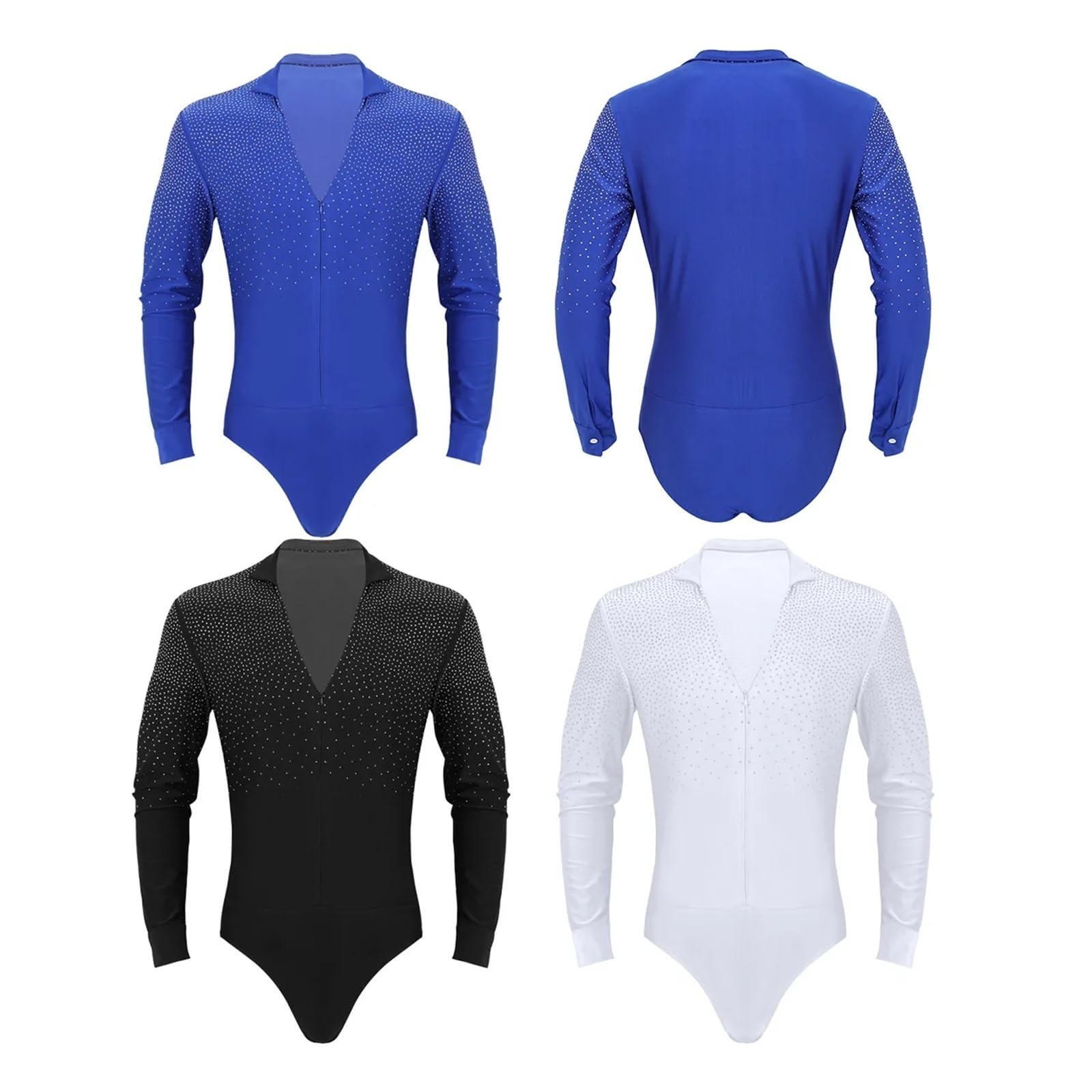 Vestiti da Ballo Latino Camicia da ballo da uomo con scollo a V Camicia da ballo da uomo con scollo a V Abiti da ballo latino da ballo Competizione professionale Abbigliamento da ballo(Black,L)