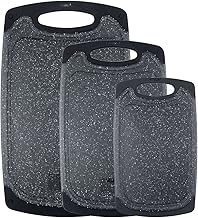 Chopping Board Set,3PCS Plastic Chopping Boards for Kitchen Non-Slip Cutting Boards with Grip Handle Juice Grooves Grinding Groove Large Chopping Boards for Meat Vegetables Fruits