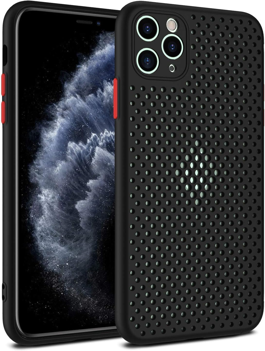 Photo 1 of Heat Dissipation Phone Case Designed for iPhone 16 Series, Breathable Hollow Cellular Hole Full Back Camera Lens Protection Ultra Slim TPU Phone Case Cover (Black,for iPhone 16)