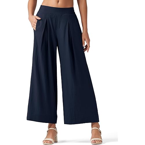 Willit Women's Linen Pants Wide Leg Casual Beach Summer Pants Palazzo Lounge Pants with Pockets
