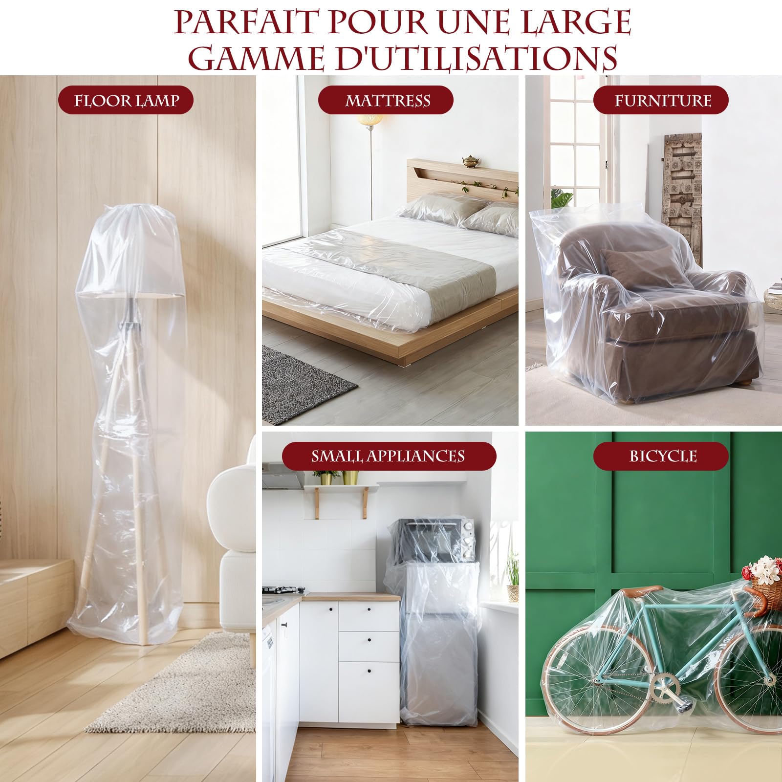 Sac de Rangement pour Sapin de Noël Arbre Transport étanche Extra Large,2,7 m de Haut par 1,8 m de Large,Sac en Plastique Imperméable - Clear