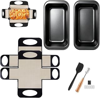 2 Stück Brotbackform Kasten Set, 2 Kastenform Brot 27.5x15x6cm mit 2 Backmatte Antihaft, Rechteckig Brotbackformen Brotform Brot Backform für Backofen aus Karbonstahl Kuchen